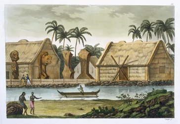 Tomb of Tamahamah at Kaiakakooa, Sandwich Islands, Plate 33 from 